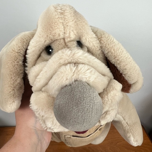 1981 Wrinkles Ganz Bros Boy Dog Puppet Brown Corduroy Overalls Collectible - Picture 3 of 6